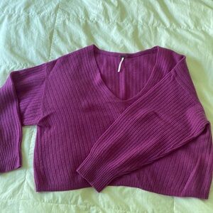 Free People cashmere sweater in fuchsia pink